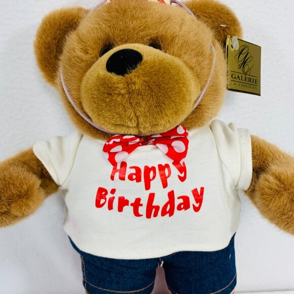 Galerie Birthday Teddy Bear Plush Party Brown Stuffed Animal Outfit Toy Gift - Picture 7 of 10